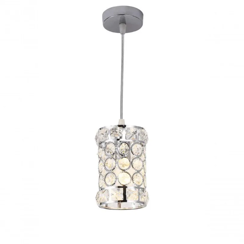 Pendente 1015150Cm Metal Cromado Ou Rosé E Cristal 1 Lâmpada E14 Bivolt Sindora Única Único