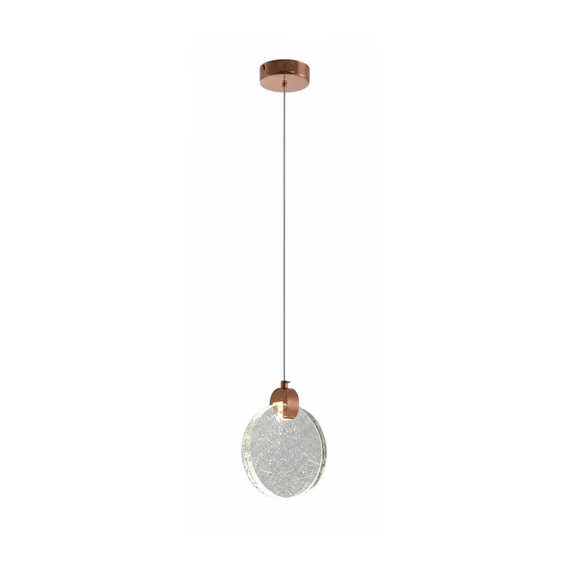 Pendente LED de Cristal e Metal Rosé 5W 3000K Bivolt 13cm - Sindora DCD02122