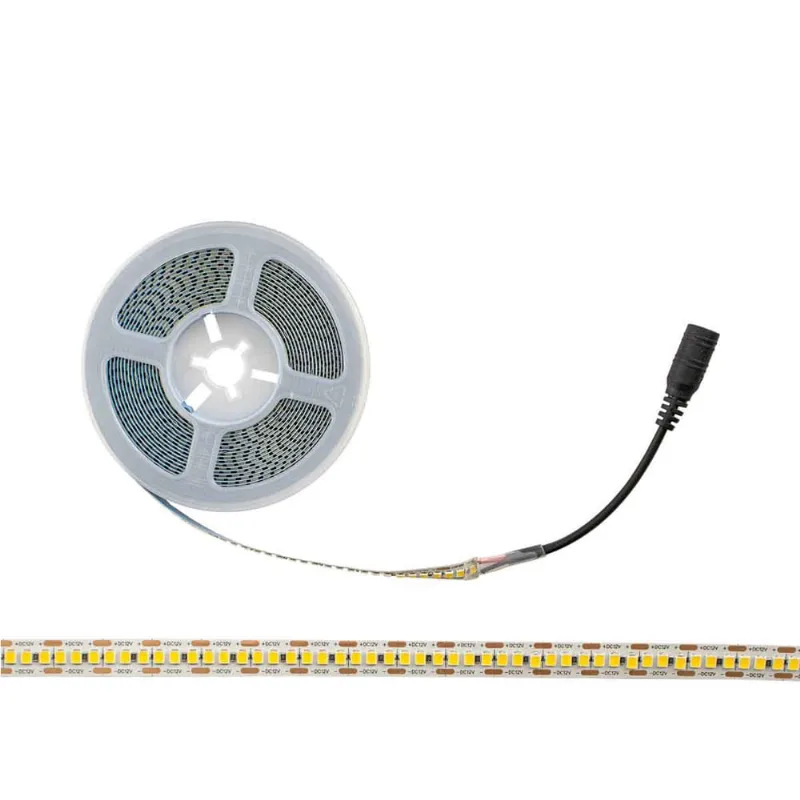 Fita LED 2835 5m 24W/m 2600lm/m 3000K Adesiva c/ Rabicho P4 Fêmea ST3114