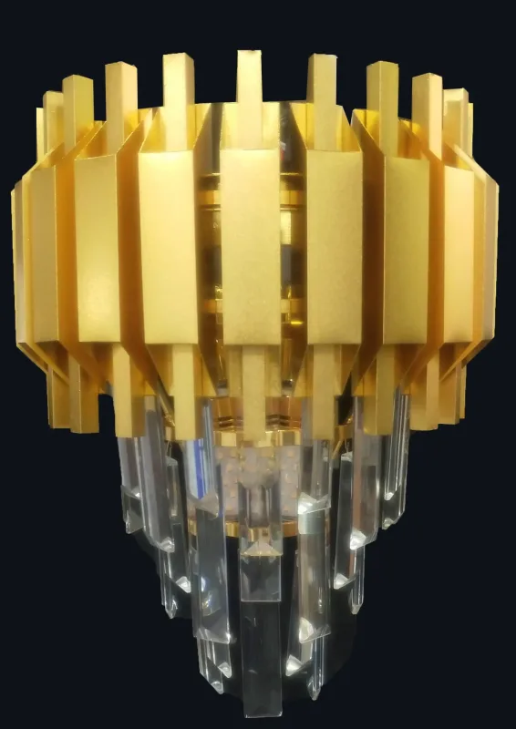 Arandela Ø25x25CM E14x2 METAL DOURADO+CRISTAL TRANSPARENTE CX:26x16x18CM 1,7KG Sindora DCB00451