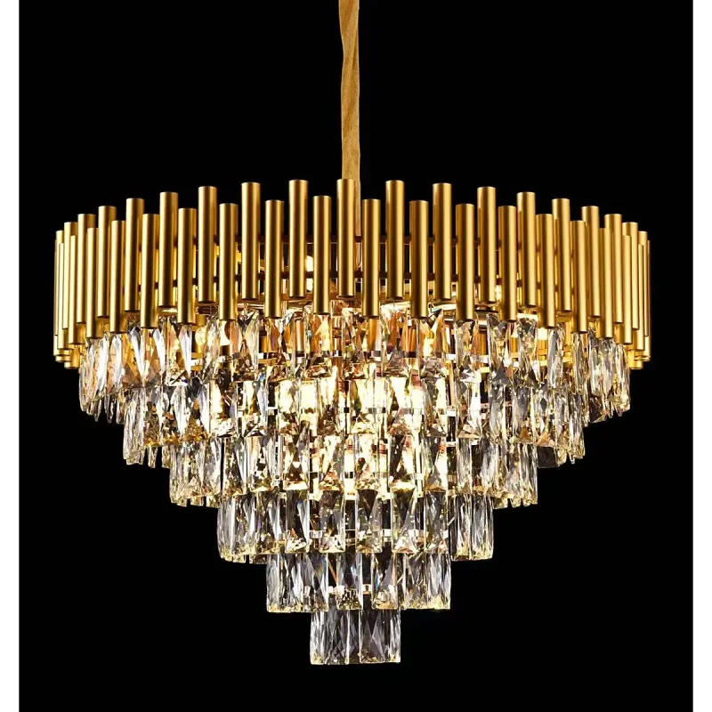 Lustre de Cristal e Metal Dourado 15 Lâmpadas E14 72x43cm - Sindora DCD00454