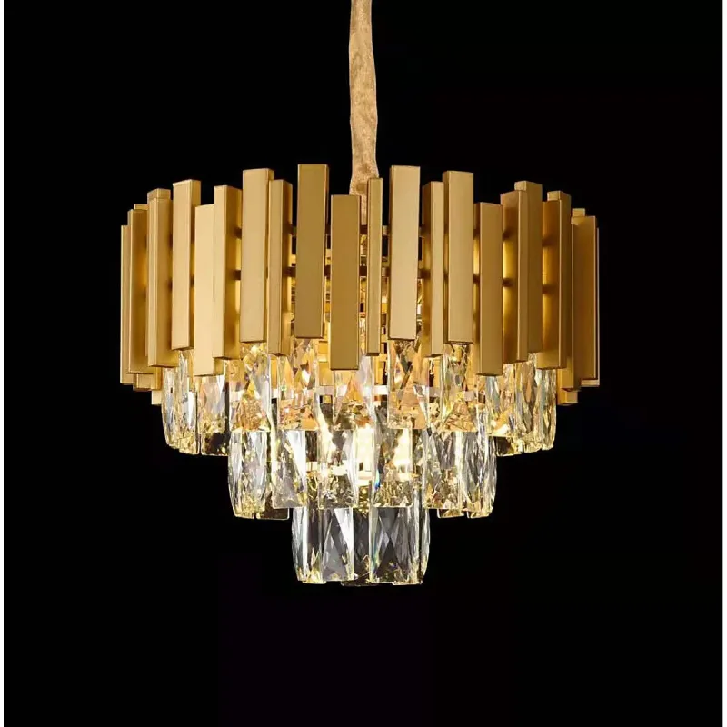 Pendente de Cristal e Metal Dourado 5 Lâmpadas E14 38x29cm - Sindora DCD00457