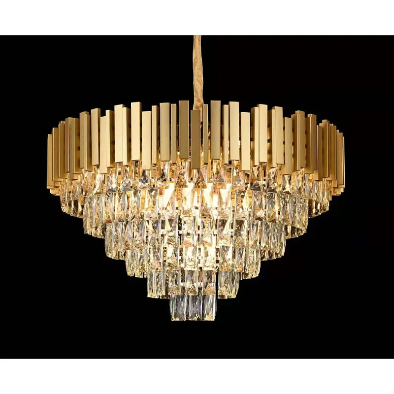 Lustre de Cristal e Metal Dourado 15 Lâmpadas E14 72x43cm - Sindora DCD00459