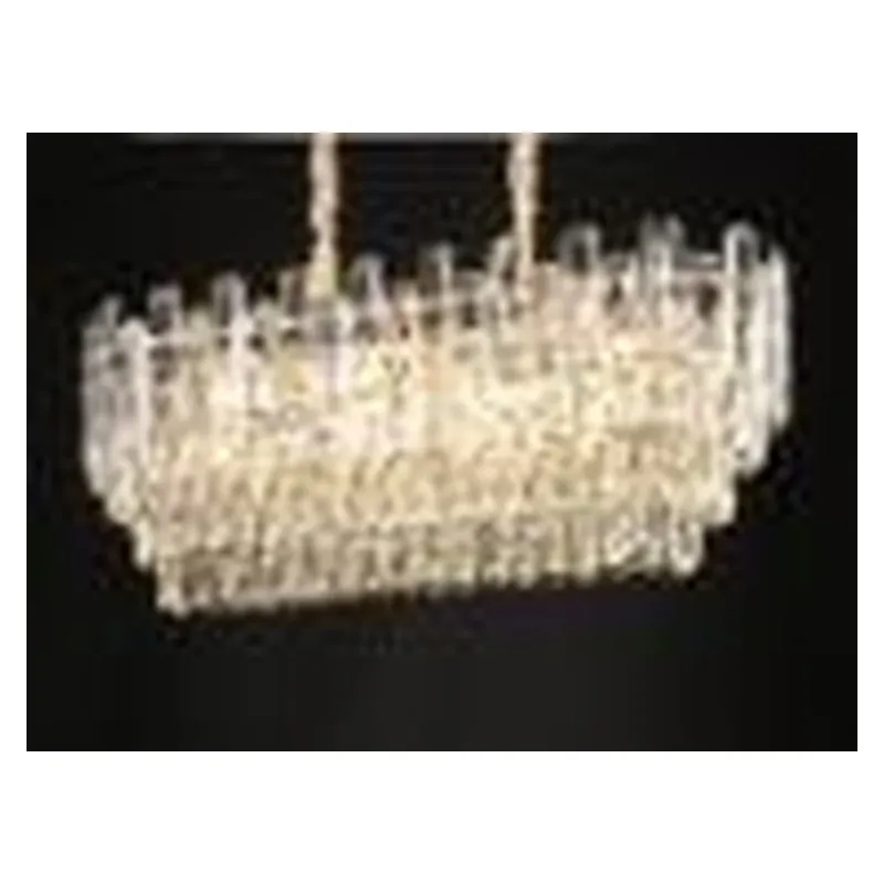 Lustre de Cristal e Metal Dourado 8 Lâmpadas E14 80x30cm - Sindora DCD00465