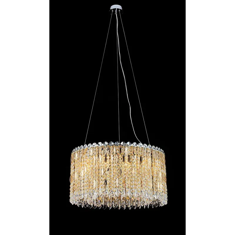 Pendente de Cristal e Metal Dourado 12 Lâmpadas E14 60x32cm - Sindora DCD00263