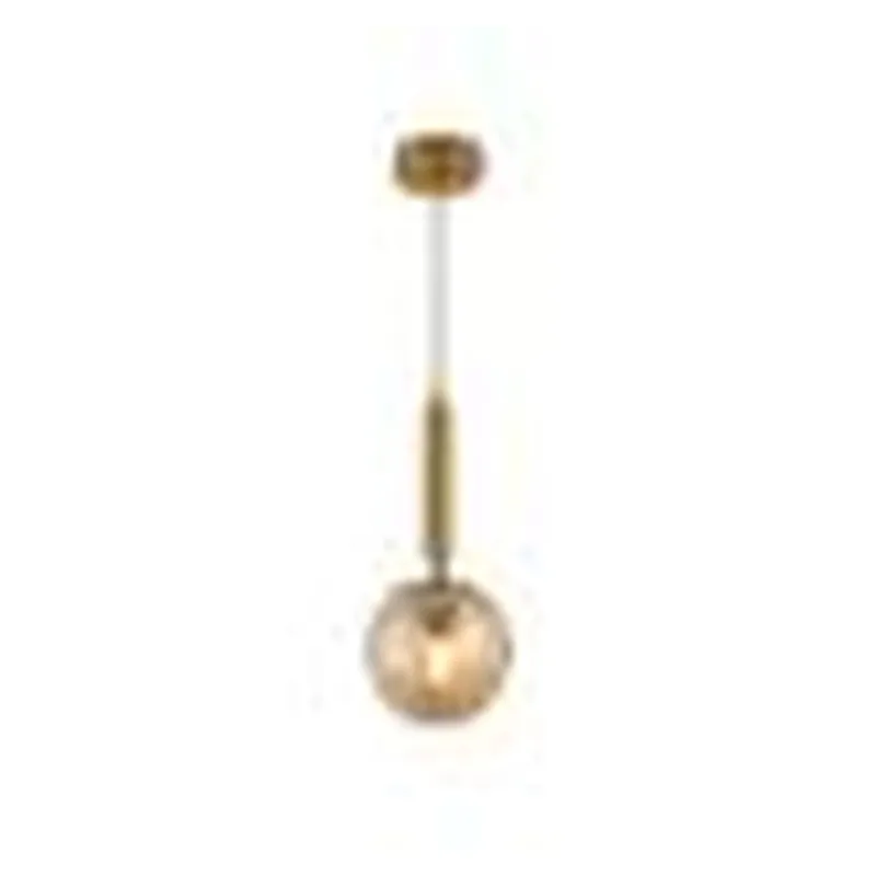 Pendente de Vidro Champagne e Metal 1 Lâmpada E27 15x30cm - Sindora DCD02142