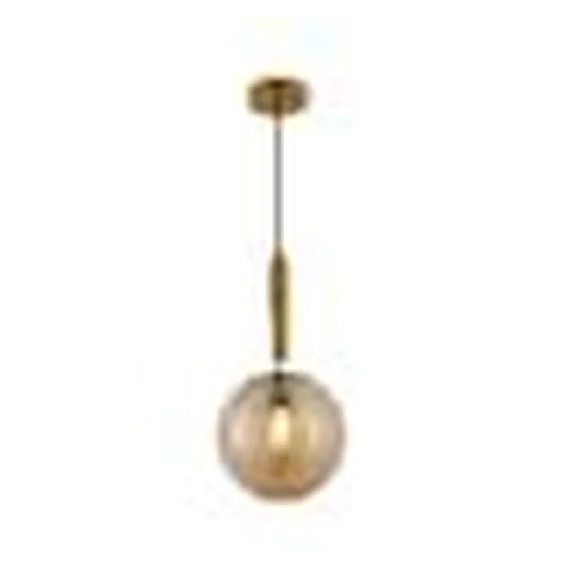 Pendente de Vidro Âmbar e Metal 1 Lâmpada E27 20x40cm - Sindora DCD02146