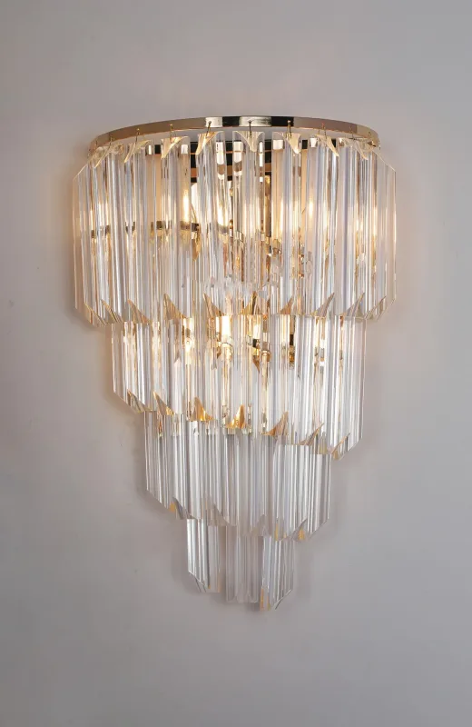 Arandela 30x43CM E14x3 METAL DOURADO+VIDRO TRANSPARENTE CX:45x35x24CM 5,2KG Sindora DCB00280