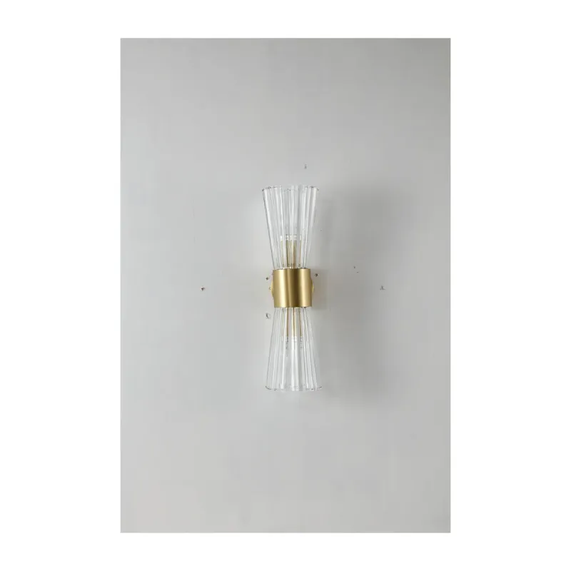 Arandela 12x40CM E14x2 METAL BRONZE+VIDRO TRANSPARENTE CX:46x28x18CM 2,5KG Sindora DCB00281