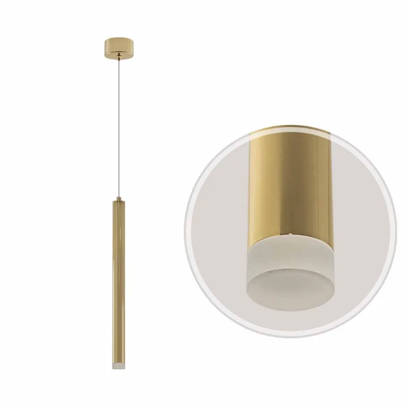 Pendente Tubo Dourado LED 5w Luz Quente DCD02159D Sindora St2970 - SINDORA