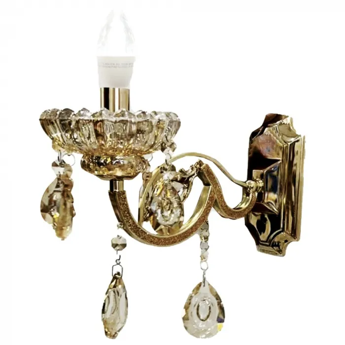 Arandela 26x15CM E14x1 METAL DOURADO+CRISTAL | CANOPLA:15x5CM CX:52x19x43CM 12KG Sindora DCB00409-1