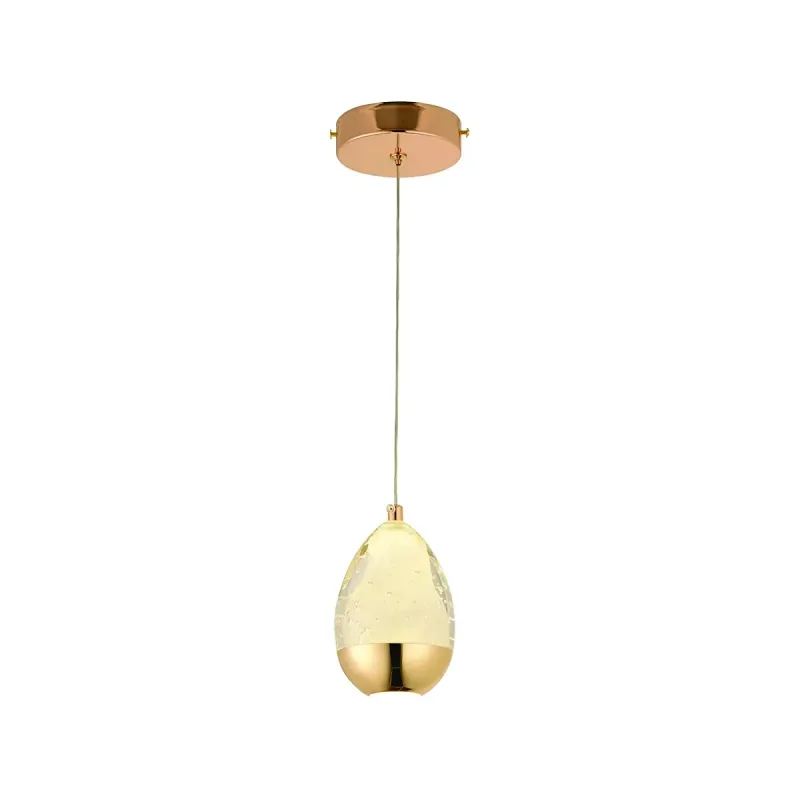 Pendente LED de Cristal e Metal Dourado 5W 3000K Bivolt 11x14cm - Sindora DCD02171