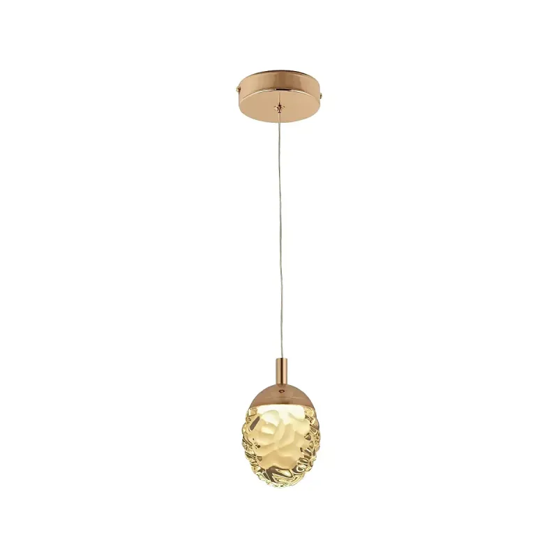 Pendente LED de Cristal e Metal Dourado 5W 3000K Bivolt 10x15cm - Sindora DCD02172