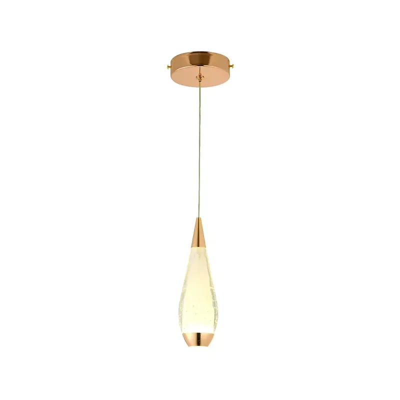 Pendente LED de Cristal e Metal Dourado 5W 3000K Bivolt 9x26cm - Sindora DCD02173