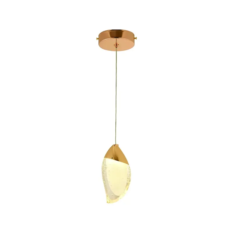 Pendente LED de Cristal e Metal Dourado 5W 3000K Bivolt 11x19cm - Sindora DCD02174