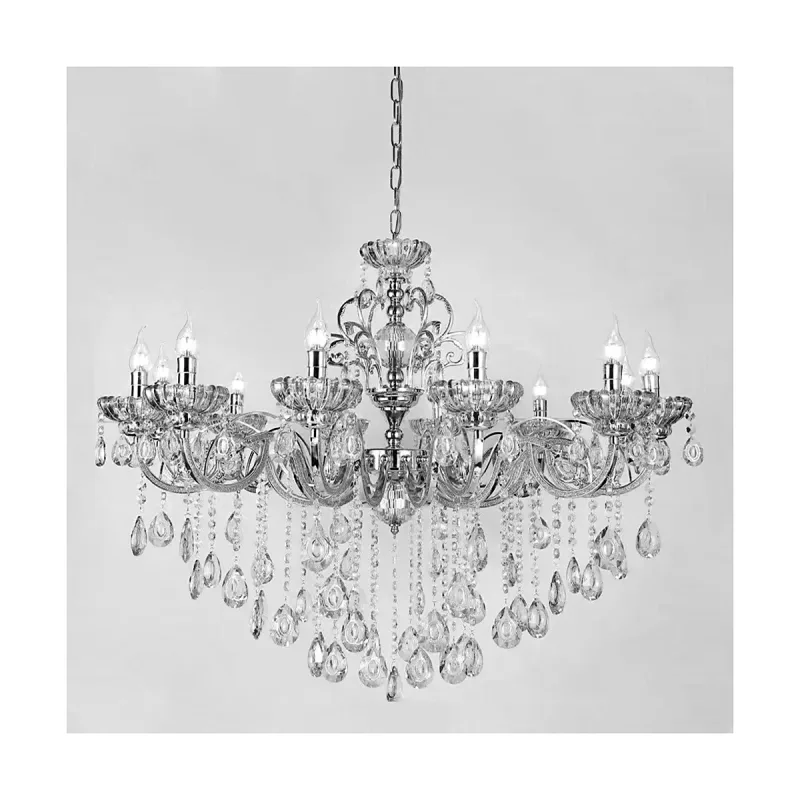 Lustre de Metal Cromado 12 Lâmpadas E14 95x55cm - Sindora DCD00405-12
