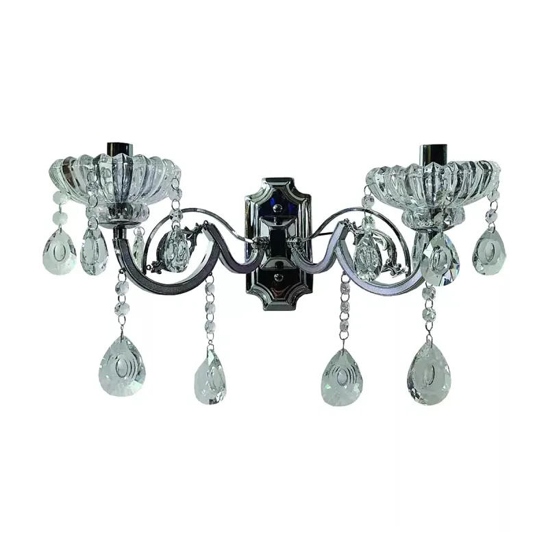 Arandela 32x17x17CM E14x2 METAL CROMADO+CRISTAL TRANSPARENTE CX:25,5x18x10CM 1,6KG Sindora DCB00405-2