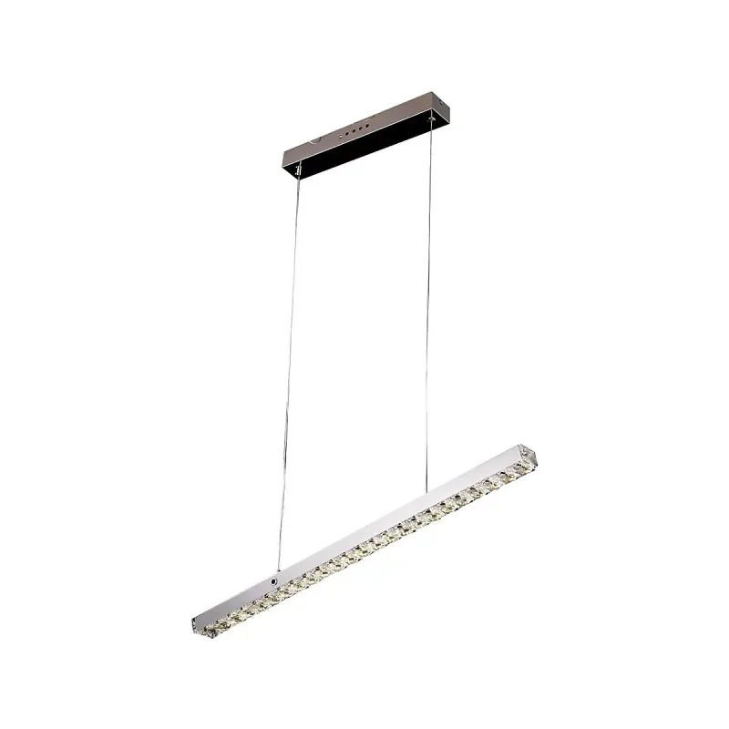 Pendente Retangular LED de Cristal e Inox Cromado 23W 6000K Bivolt 80x7cm - Sindora DCD00136
