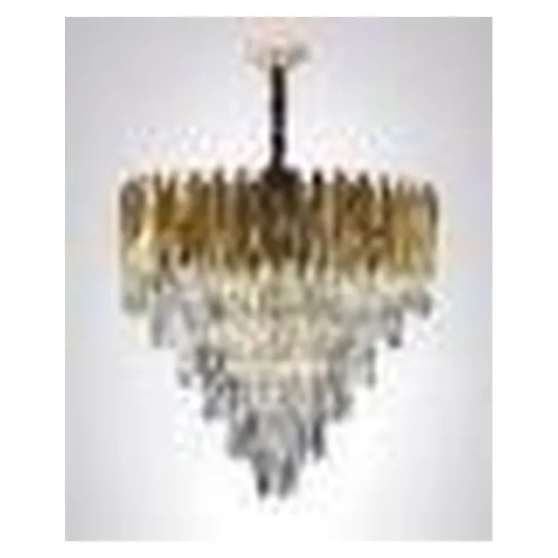 Lustre de Cristal e Inox Dourado 24 Lâmpadas E14 80x75cm - Sindora DCD03906