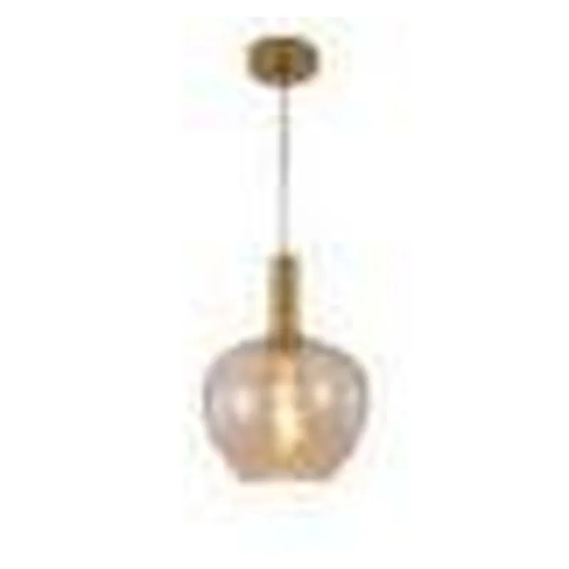 Pendente de Vidro Âmbar e Metal Bronze 1 Lâmpada E27 23x30cm - Sindora DCD04002
