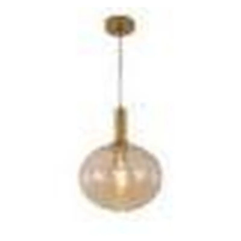 Pendente de Vidro Âmbar e Metal Bronze 1 Lâmpada E27 30x33cm - Sindora DCD04004