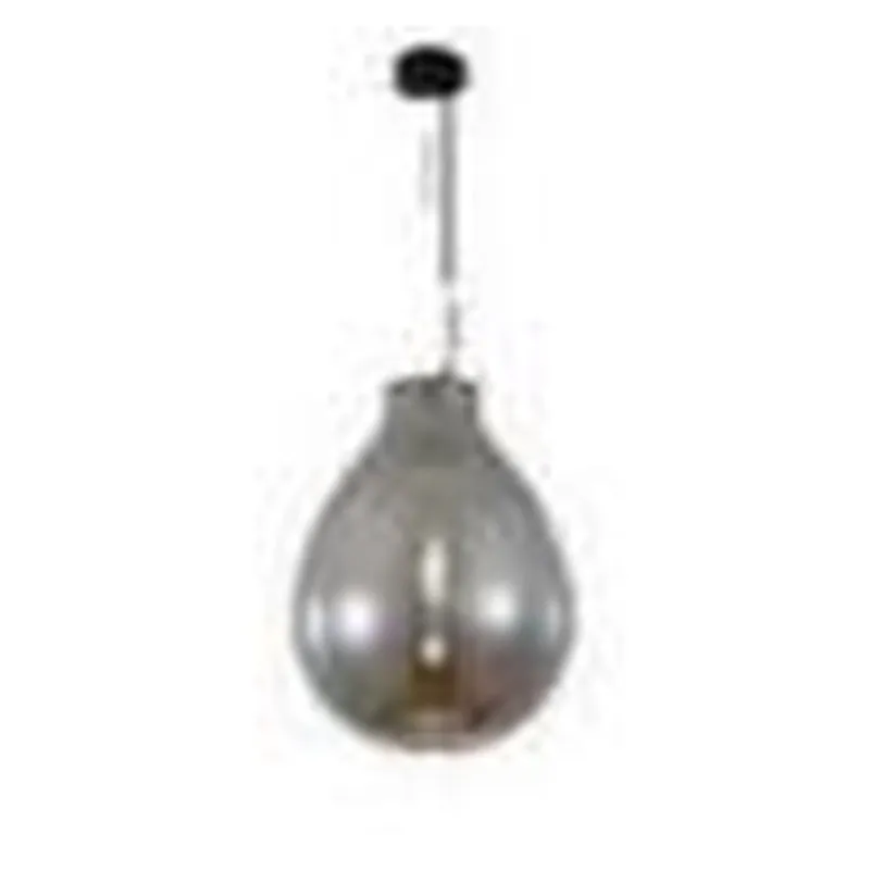 Pendente de Vidro Fumê e Metal Preto 1 Lâmpada E27 40x62cm - Sindora DCD04011