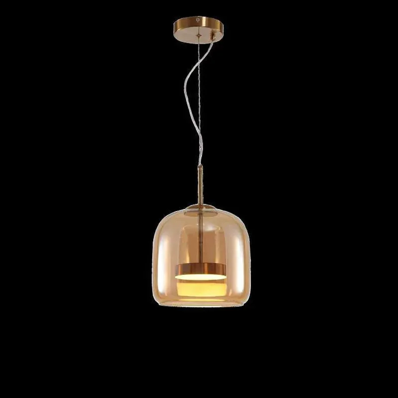 Pendente LED de Vidro Âmbar e Metal Bronze 8W 3000K 23x32cm - Sindora DCD04017