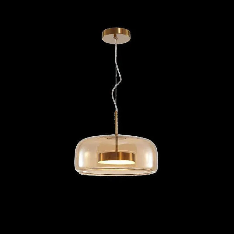 Pendente LED de Vidro Âmbar e Metal Bronze 8W 3000K 33x25cm - Sindora DCD04019