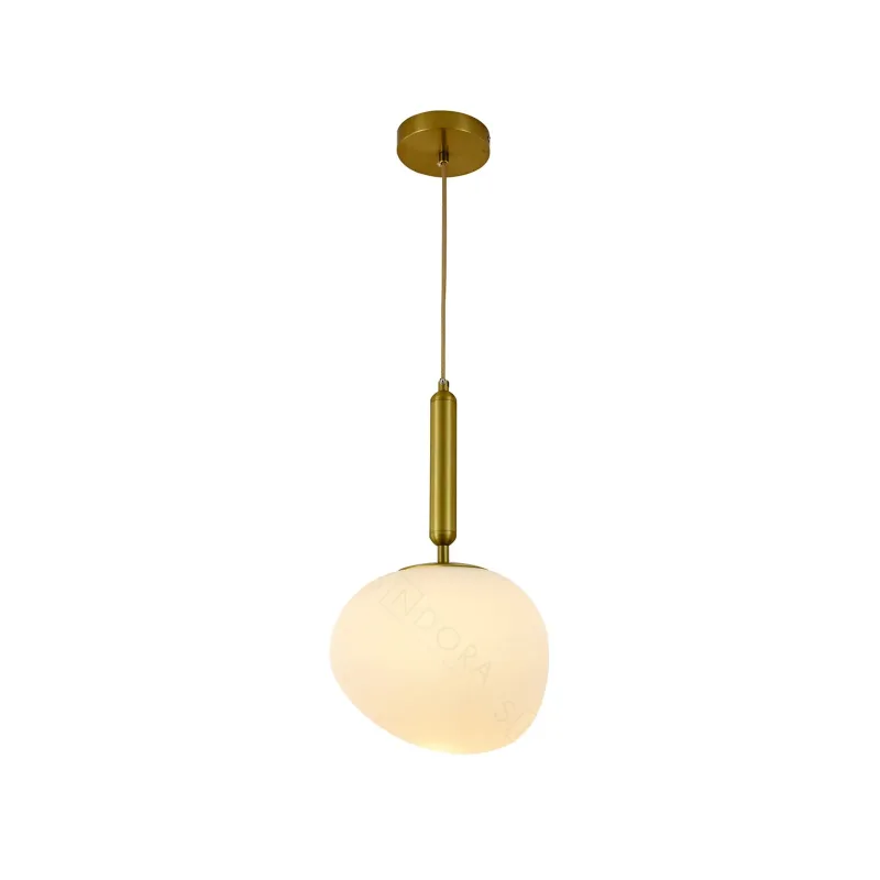 Pendente de Vidro Branco e Metal Bronze 1 Lâmpada E27 23x38cm - Sindora DCD04030