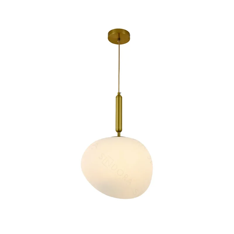 Pendente de Vidro Branco e Metal Bronze 1 Lâmpada E27 32x46cm - Sindora DCD04031