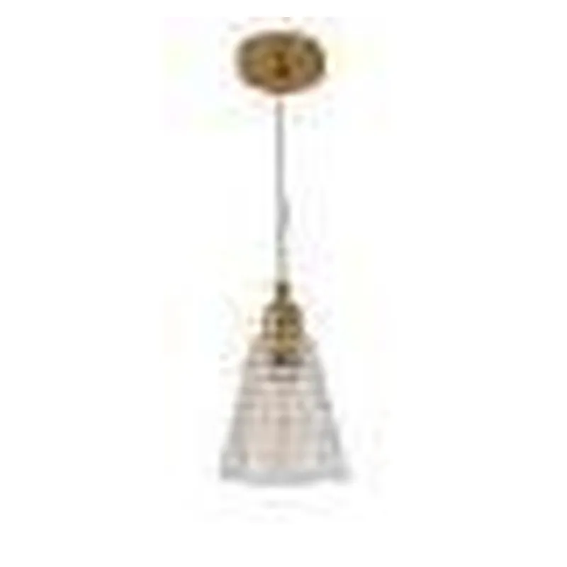Pendente de Vidro Transparente e Metal Bronze 1 Lâmpada E27 12x19cm - Sindora DCD04035