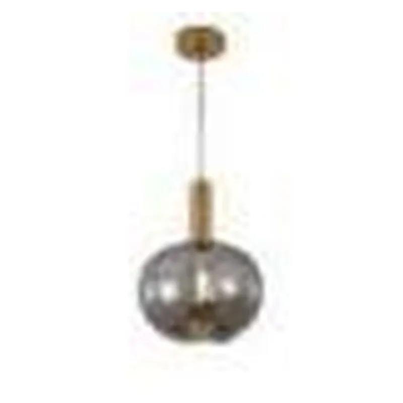 Pendente de Vidro Fumê e Metal Bronze 1 Lâmpada E27 25x32cm - Sindora DCD04044