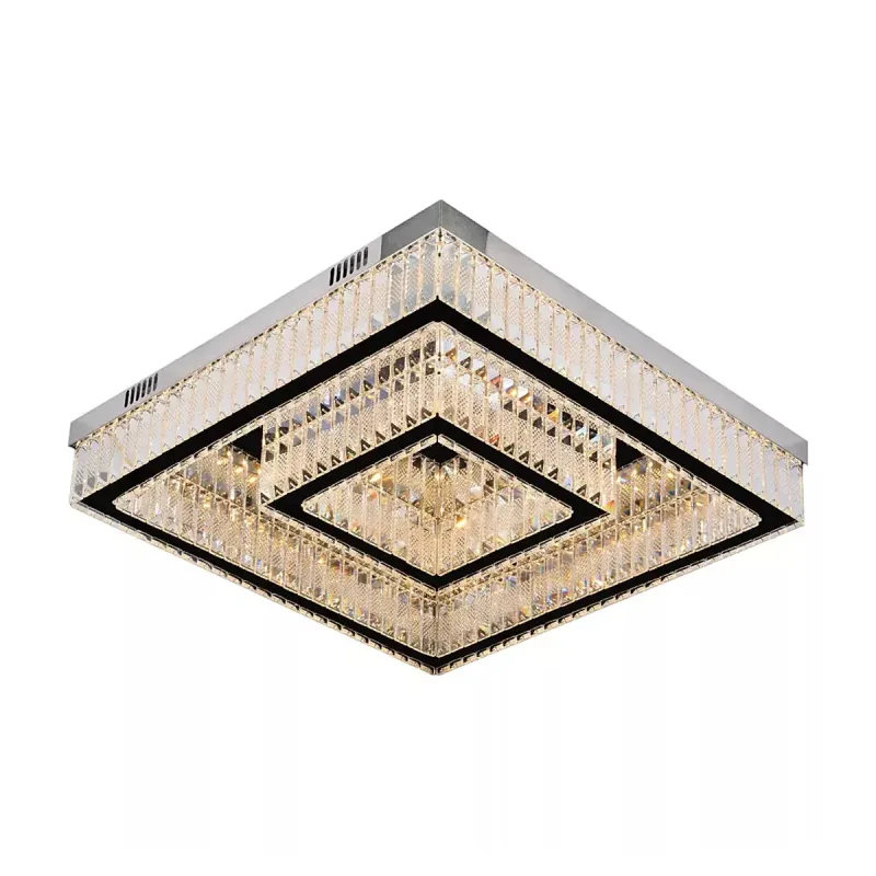 Plafon 30x60CM 56W 3000K 5600LM BIVOLT INOX CROMADO+CRISTAL CX:67x67x16CM 13KG Sindora DCX00833