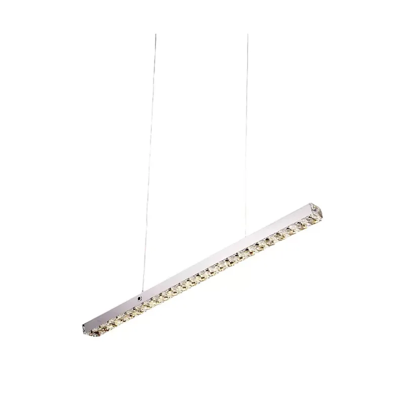 Pendente LED de Cristal e Inox Cromado 23W 3000K Bivolt 80x7cm - Sindora DCD02812