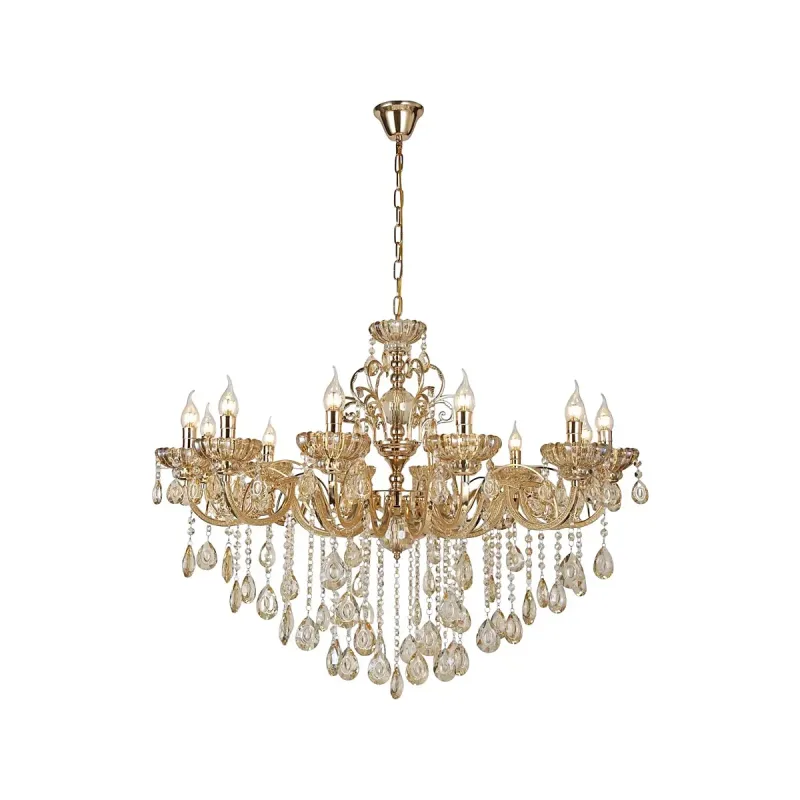 Pendente de Cristal e Metal Dourado 5 Lâmpadas E14 46x50cm - Sindora DCD00409-5