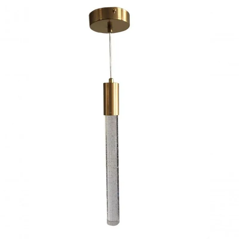Pendente 3,5x36,5cm E Cabo 1,5mt Metal Dourado E Cristal Led 5w 3000k Bivolt Sindora Única Único