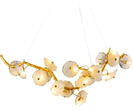 Lustre de Metal Dourado 16 Lâmpadas G9 165cm - Sindora DCD01740