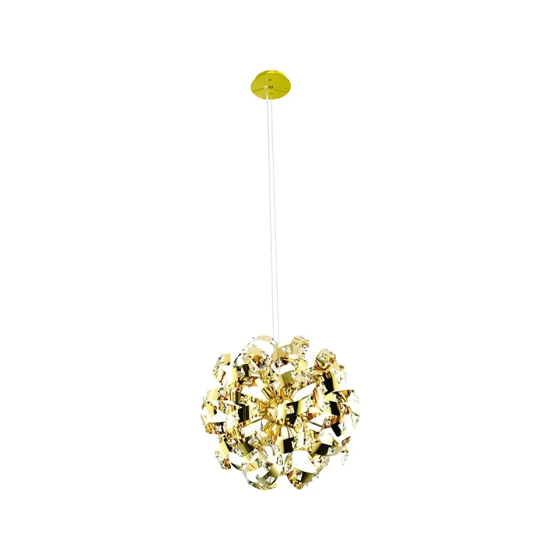 Pendente de Cristal e Inox Dourado 12 Lâmpadas G9 55cm - Sindora DCD06201