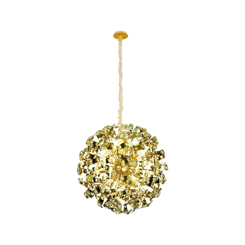 Pendente de Cristal e Inox Dourado 24 Lâmpadas G9 80cm - Sindora DCD06205