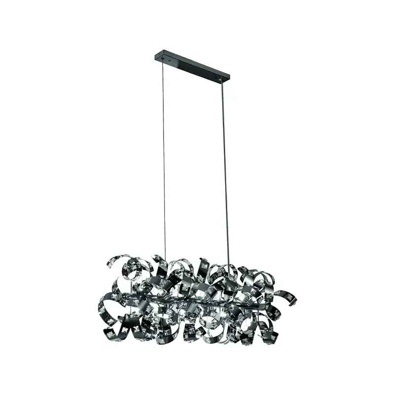 Pendente de Cristal e Inox Cromado 18 Lâmpadas G9 110x38cm - Sindora DCD06206