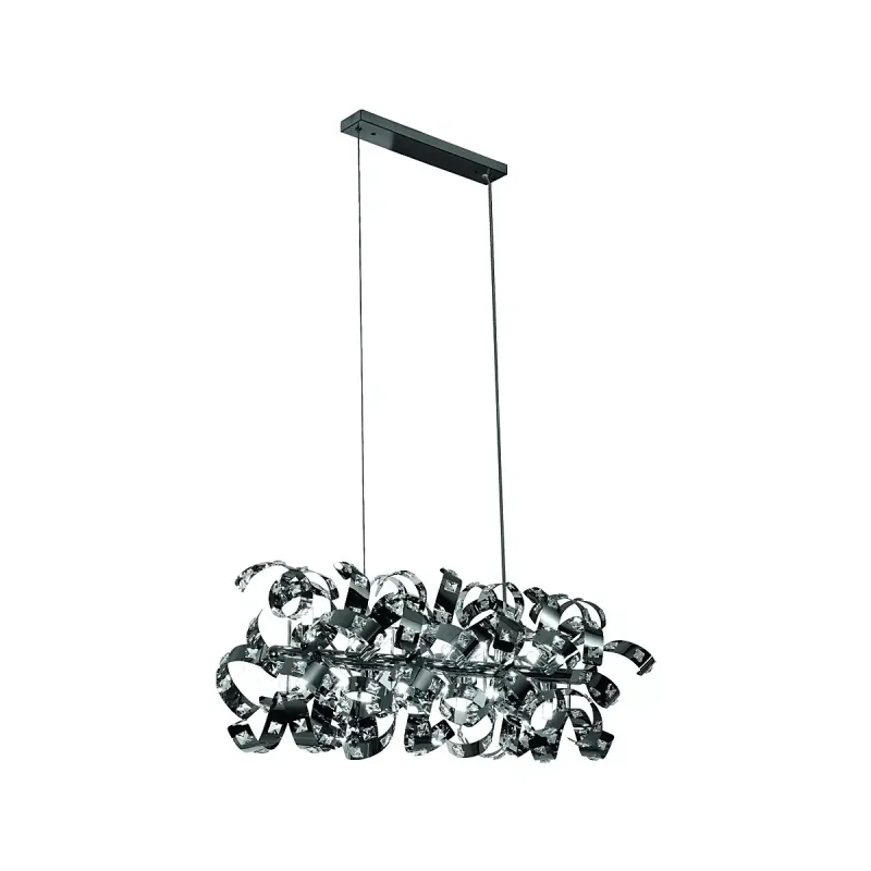 Pendente de Cristal e Inox Cromado 24 Lâmpadas G9 130x40cm - Sindora DCD06208