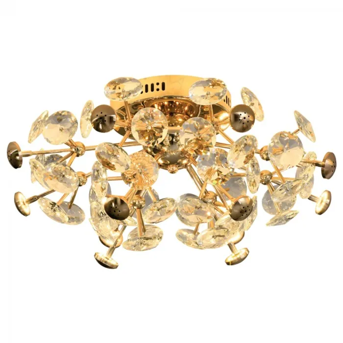 Plafon (LAMPADA INCLUSO) 62x30CM G4x12 METAL DOURADO+CRISTAL | CANOPLA:19x6CM CX:47x38x21CM 6,9KG Sindora DCX06217