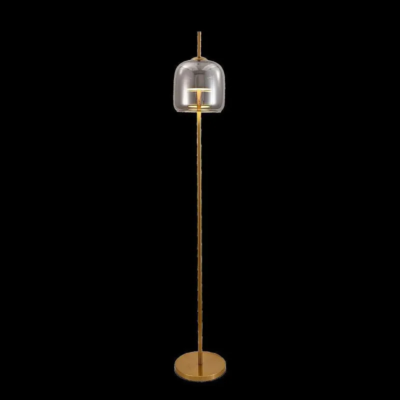 Luminária de Chão LED de Metal Bronze e Vidro Conhaque 12W 3000K 23x160cm - Sindora DCD04023