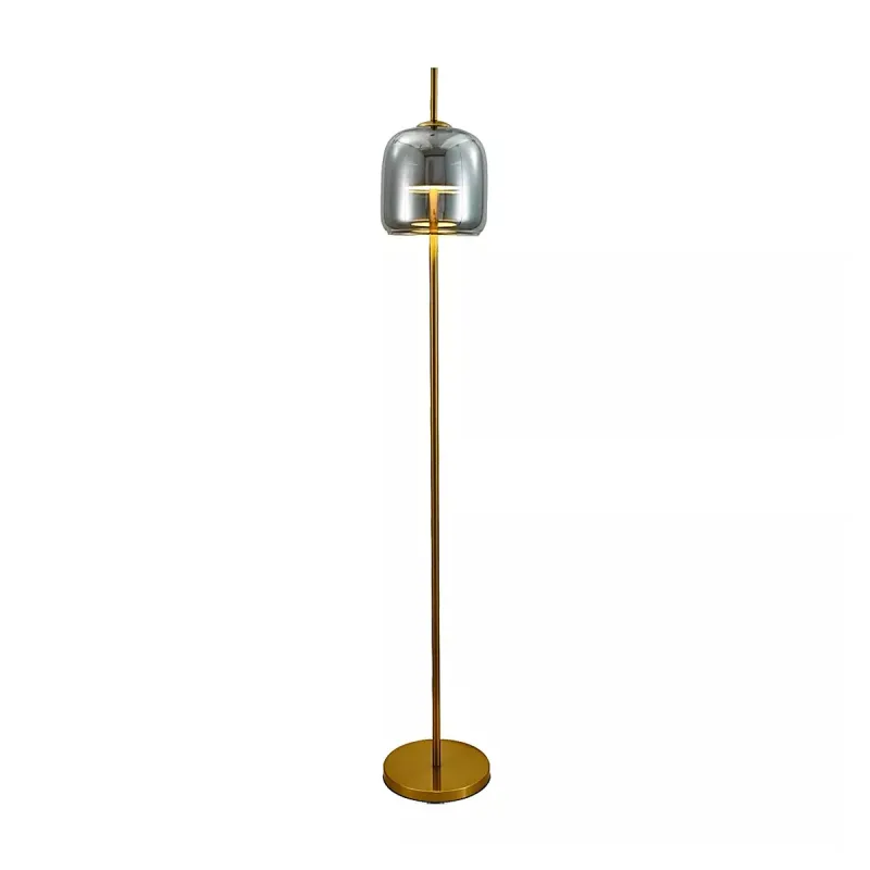 Luminária de Chão LED de Metal Bronze e Vidro Fumê 12W 3000K 23x160cm - Sindora DCD04024