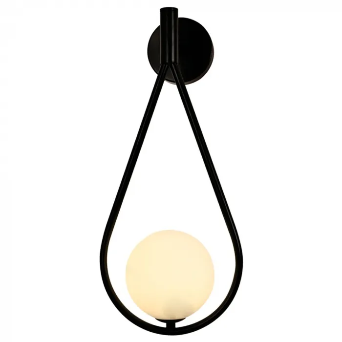 Arandela 17x40CM G9x1 METAL PINTADO PRETO+VIDRO BRANCO VIDRO:12x12CM CANOPLA:10CM CX1:91x91x37CM | CX2:106x46,5x31CM 31,8KG Sindora DCB04051