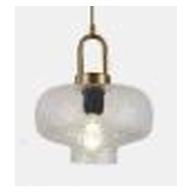 Pendente de Vidro Transparente e Metal Bronze 1 Lâmpada E27 26x29cm - Sindora DCD04054
