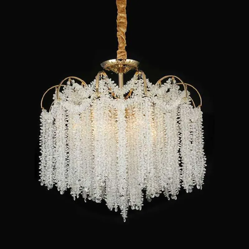 Pendente de Cristal e Metal Dourado 6 Lâmpadas E14 40x56cm - Sindora DCD00487