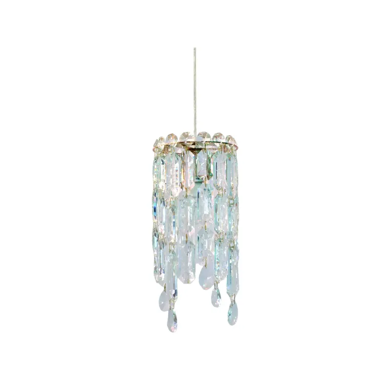 Pendente de Cristal e Metal Dourado 1 Lâmpada E14 15x12cm - Sindora DCD00285