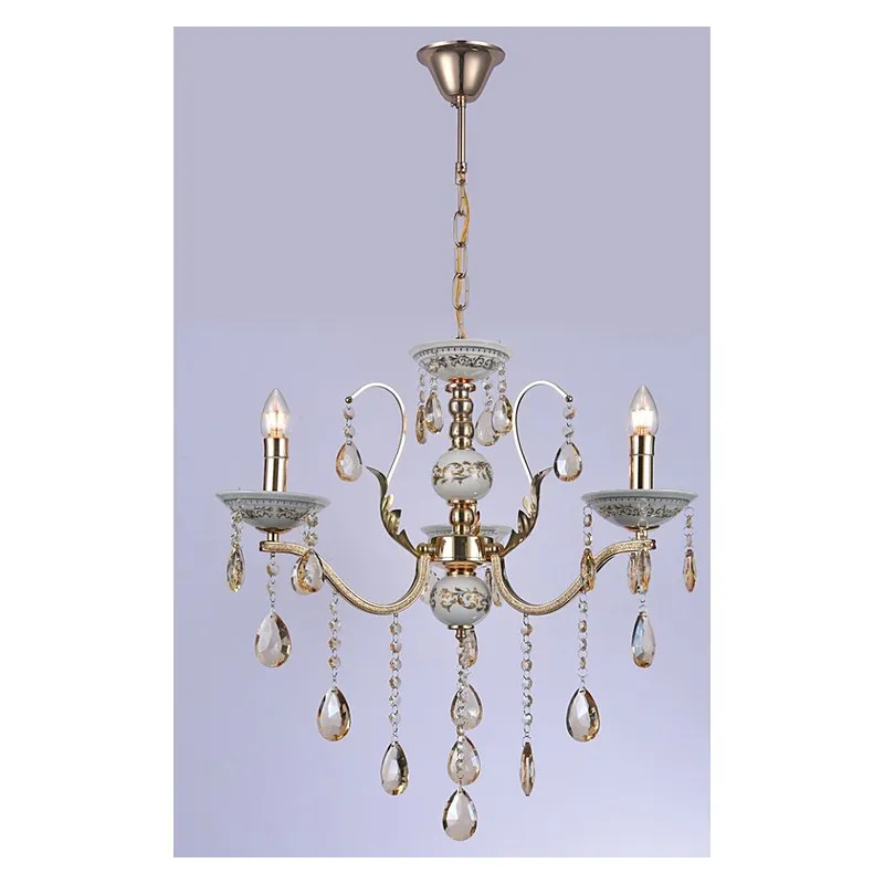 Pendente de Cristal e Metal Dourado 3 Lâmpadas E14 50x60cm - Sindora DCD00478-3