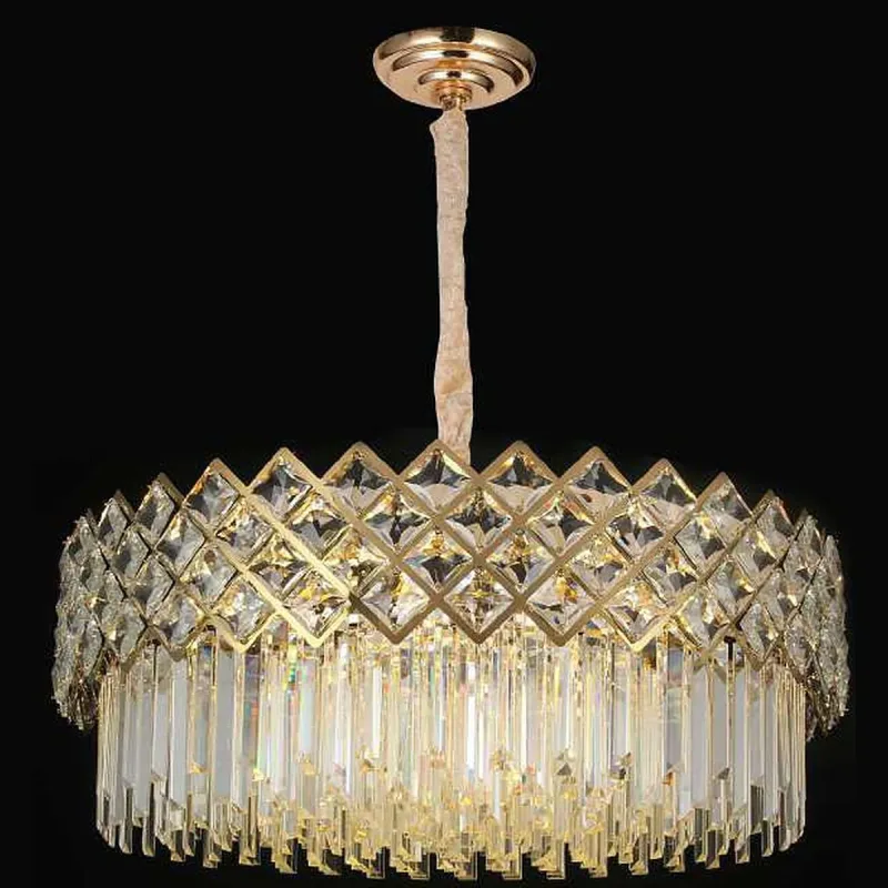 Lustre de Cristal e Inox Dourado 16 Lâmpadas E14 75x30cm - Sindora DCD01003